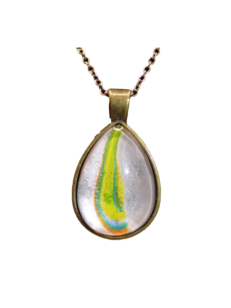 "Burst Into Color" Paint Pour Necklace Pendant
