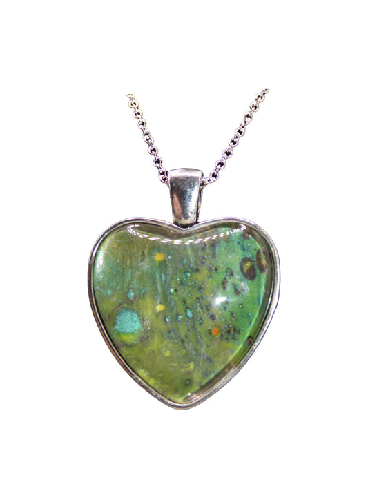 "Beauty in the Foliage" Paint Pour Pendant Necklace