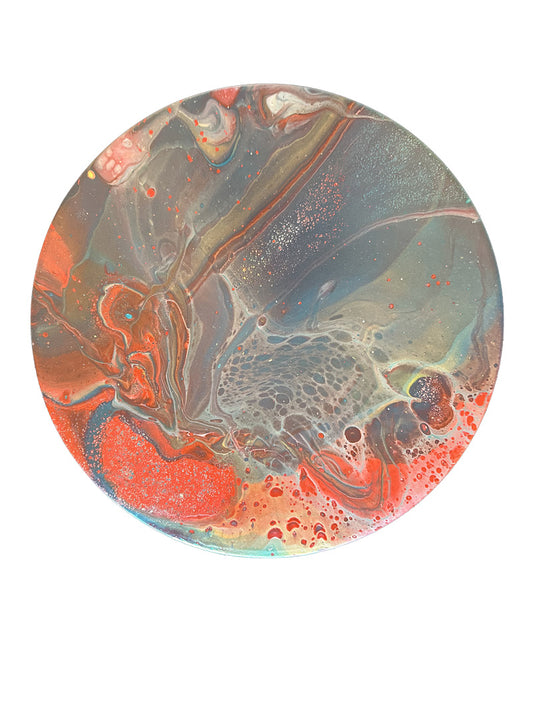 "Circular Crimson Tides" Acrylic Mirror Art