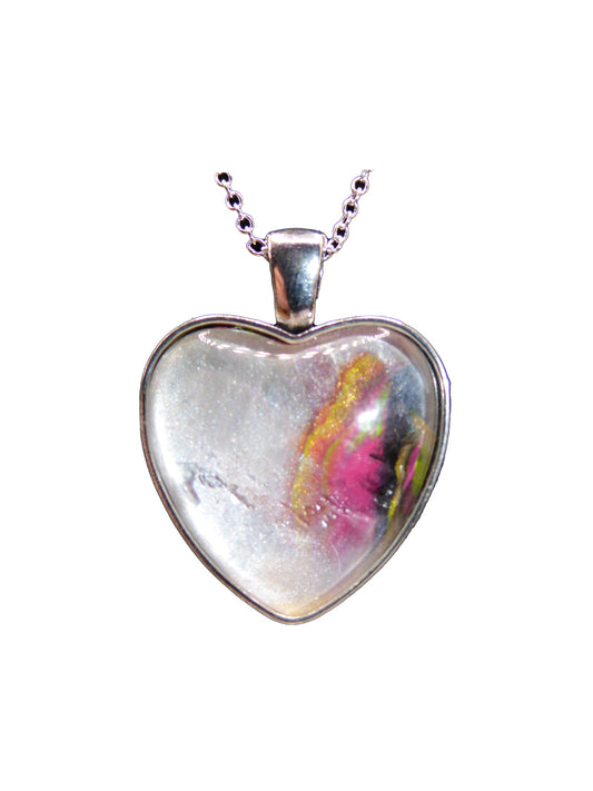 "Color Pop Heart" Paint Pour Pendant Necklace