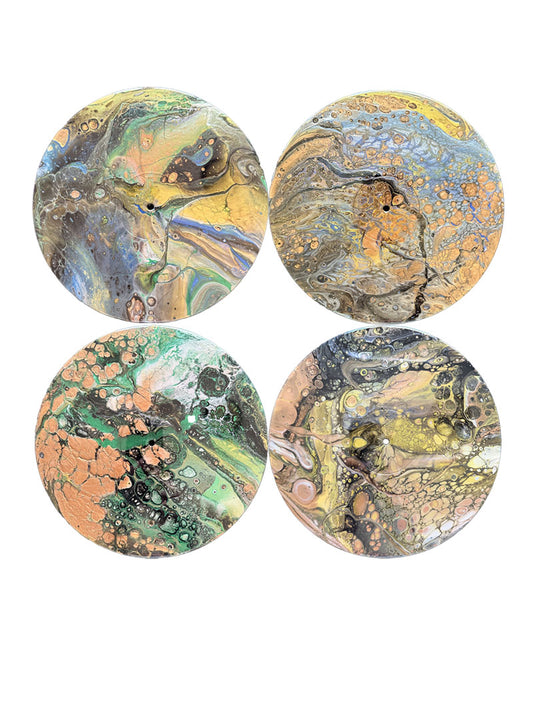 "Cosmic Alien Landscape" Vinyl Record Pour 4 Piece Set