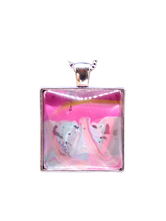"Deep Bright Relaxation" Paint Pour Necklace Pendant