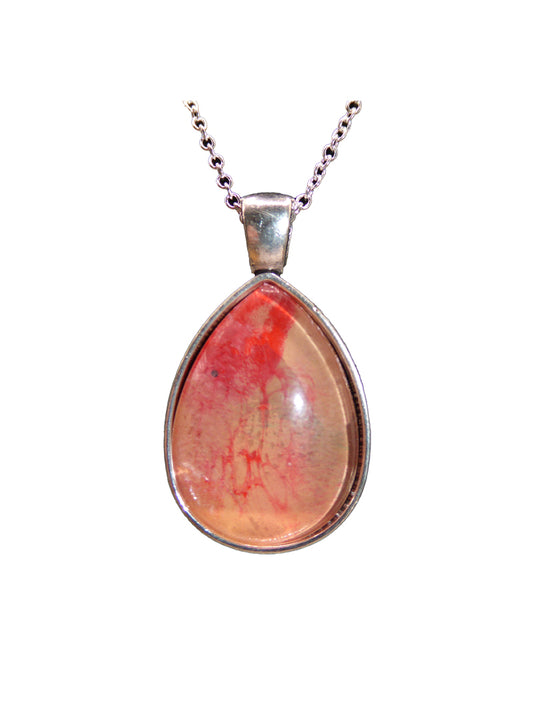 "Fiery Dragon Egg" Paint Pour Necklace Pendant