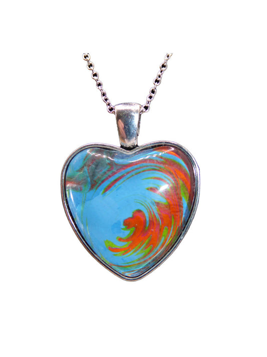 "Heartfelt Embrace" Paint Pour Pendant Necklace