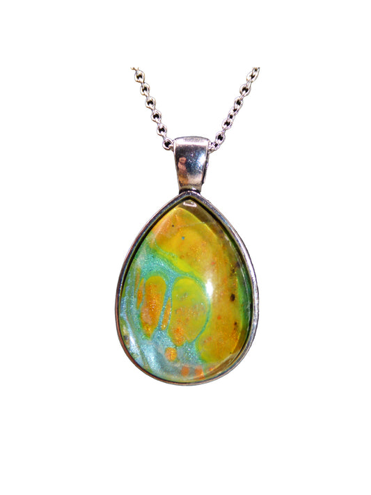 "Island Time" Paint Pour Necklace Pendant