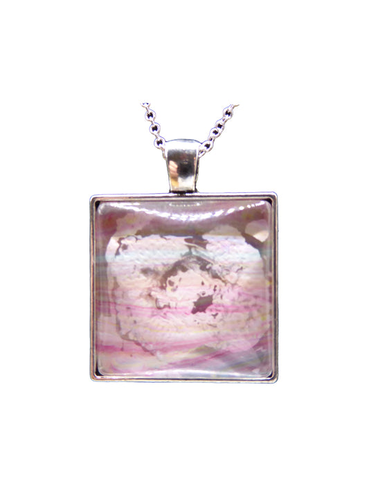 "Layered Stone" Paint Pour Necklace Pendant