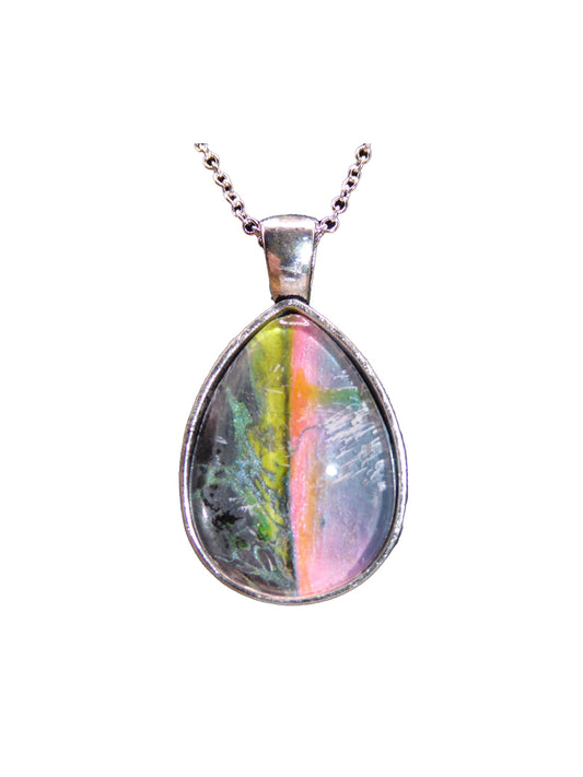 "Light Contrasts Dark" Paint Pour Necklace Pendant