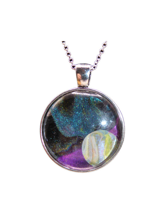 "Planetary Cosmic Journey" Paint Pour Pendant