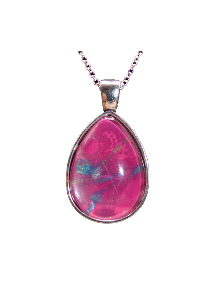 "Popping Inspiration" Paint Pour Necklace Pendant