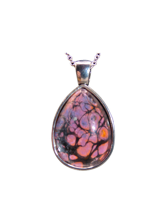 "Solar Lava" Paint Pour Necklace Pendant