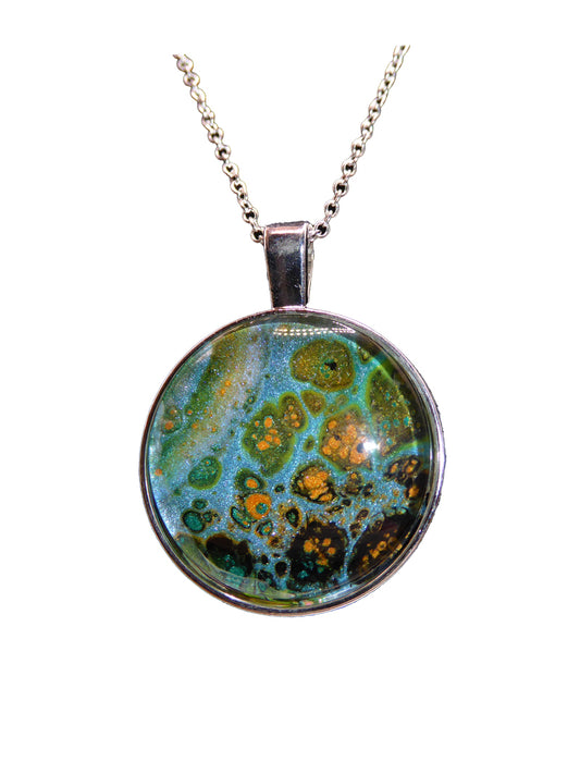 "Spotted Change" Paint Pour Necklace Pendant