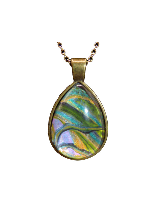 "Torn Artistically" Paint Pour Necklace Pendant